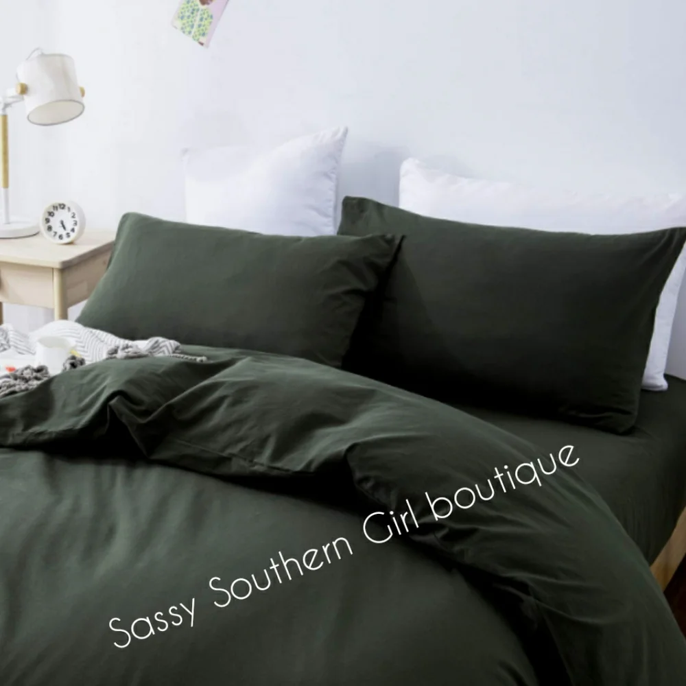 🆕⭐Boho army green cotton duvet cover set